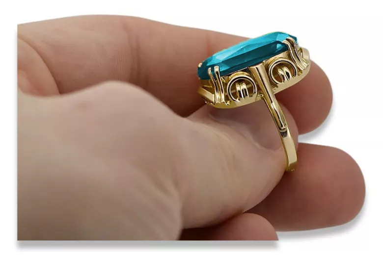 Aquamarin 14 Karat Gelbgold Ring Vintage Schmuck vrc038y